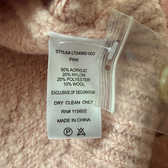 🩷NWT Lush Pastel Pink Pearl-Embellished Cardigan Sweater SM🩷 - Picture 9 of 9